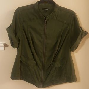 Olive green short sleeve jacket
